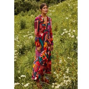 Red Abstract Patches Maxi Dress by Farm Rio. Size SM.